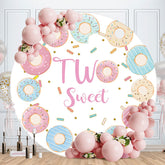 Aperturee - Blue And Pink Donut Round 2nd Birthday Backdrop